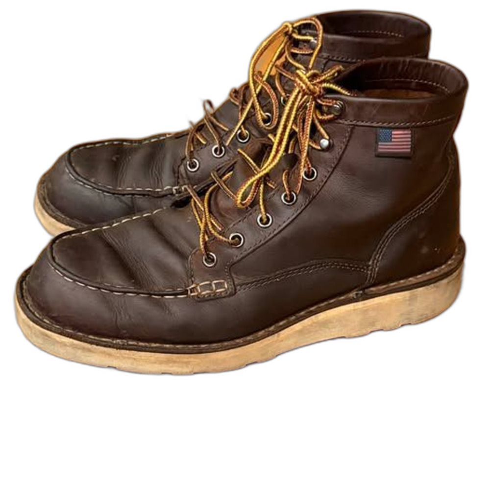Danner Bull Run Moc Toe 6" Brown Leather Boots 15563 Men's US 9.5 D Wedge Sole U